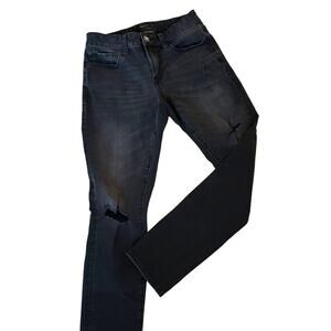 Aeropostale Ripped Skinny Jeans 27x28. Men's size 27. Youth Size 14. Black Denim